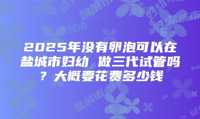 2025年没有卵泡可以在盐城市妇幼 做三代试管吗?大概要花费多少钱