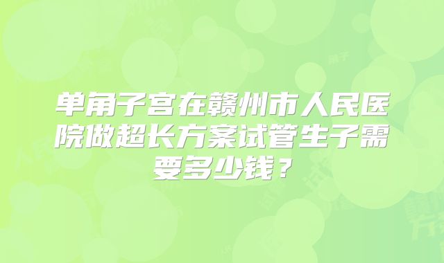 单角子宫在赣州市人民医院做超长方案试管生子需要多少钱?