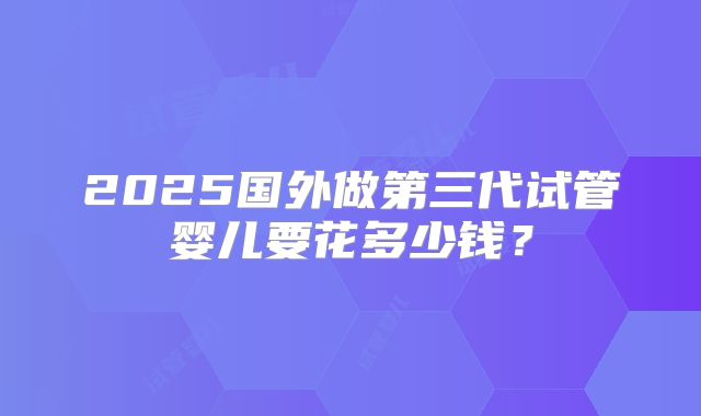 2025国外做第三代试管婴儿要花多少钱？