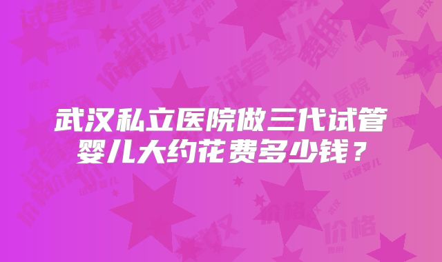 武汉私立医院做三代试管婴儿大约花费多少钱?