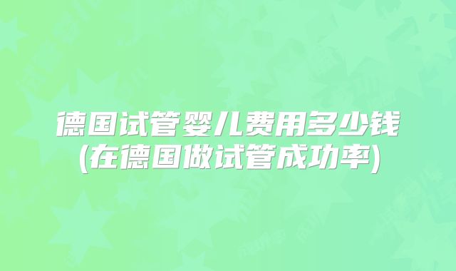 德国试管婴儿费用多少钱(在德国做试管成功率)
