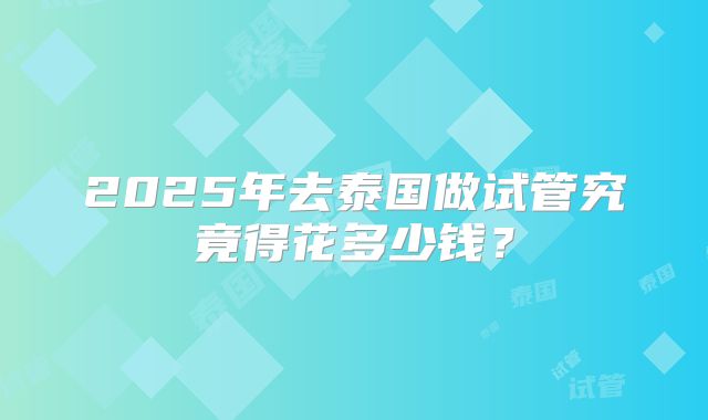 2025年去泰国做试管究竟得花多少钱?