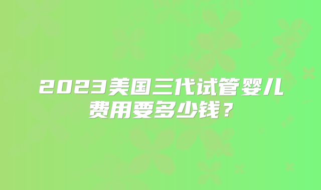 2023美国三代试管婴儿费用要多少钱?