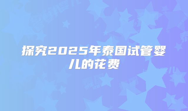 探究2025年泰国试管婴儿的花费