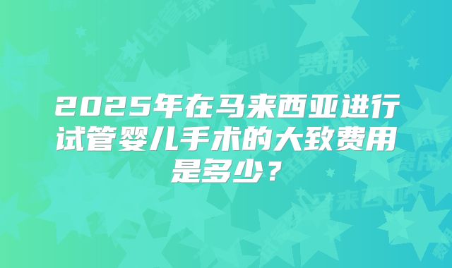 2025年在马来西亚进行试管婴儿手术的大致费用是多少?