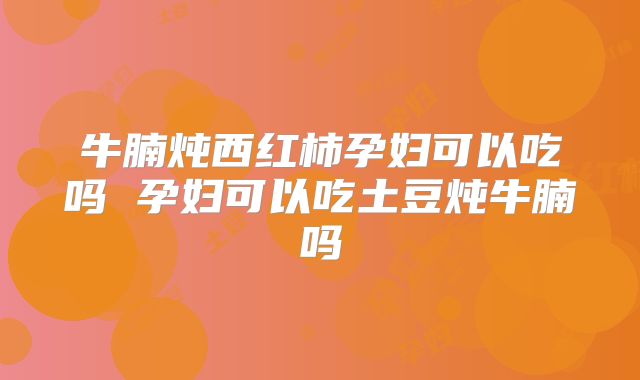 牛腩炖西红柿孕妇可以吃吗 孕妇可以吃土豆炖牛腩吗