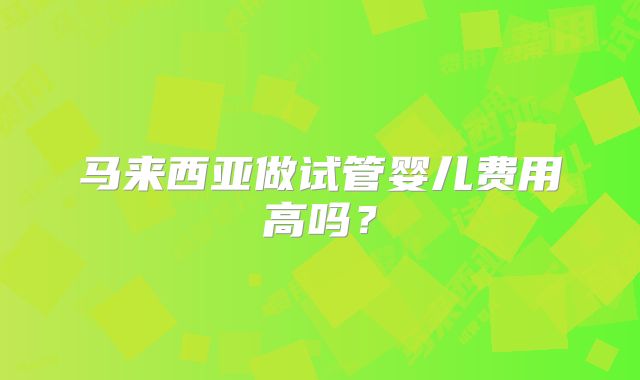 马来西亚做试管婴儿费用高吗？