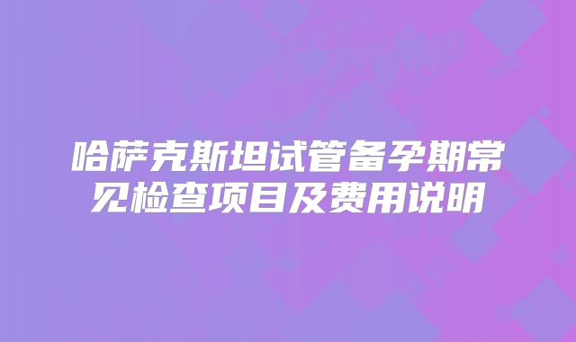 哈萨克斯坦试管备孕期常见检查项目及费用说明