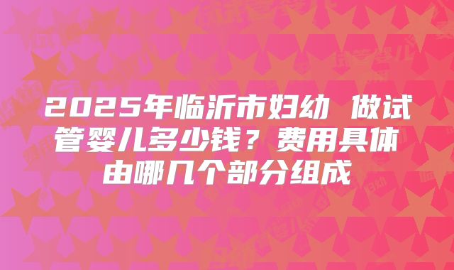 2025年临沂市妇幼 做试管婴儿多少钱?费用具体由哪几个部分组成