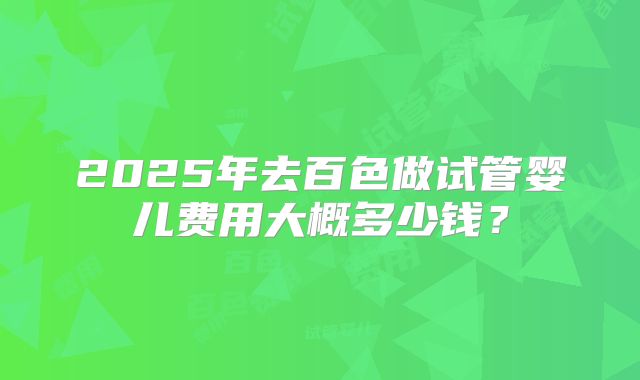 2025年去百色做试管婴儿费用大概多少钱?