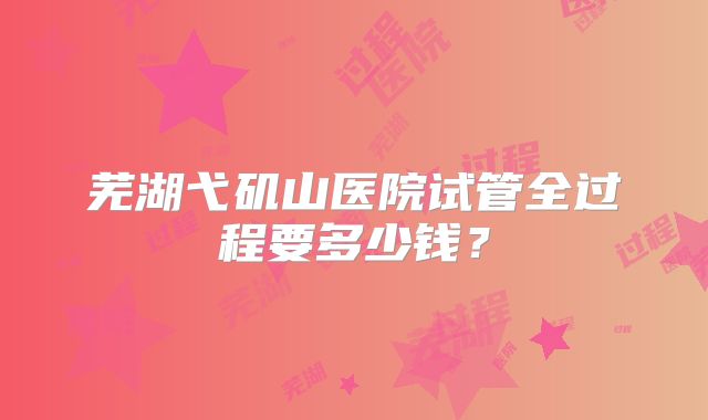 芜湖弋矶山医院试管全过程要多少钱？