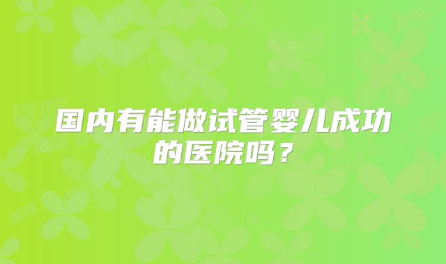 国内有能做试管婴儿成功的医院吗?