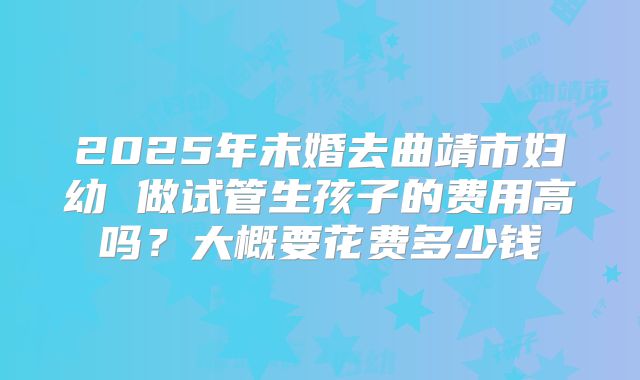 2025年未婚去曲靖市妇幼 做试管生孩子的费用高吗?大概要花费多少钱