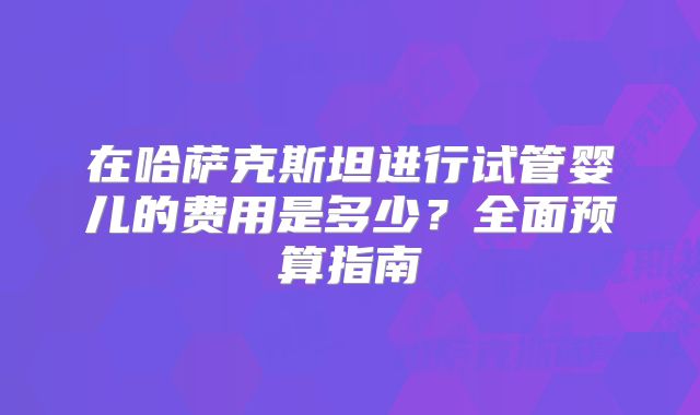 在哈萨克斯坦进行试管婴儿的费用是多少？全面预算指南