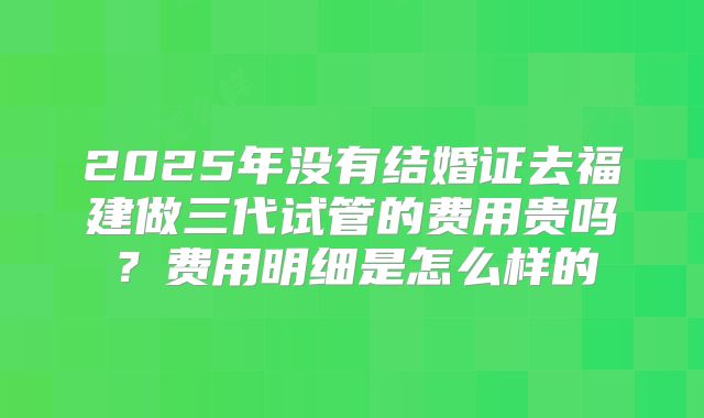 2025年没有结婚证去福建做三代试管的费用贵吗？费用明细是怎么样的