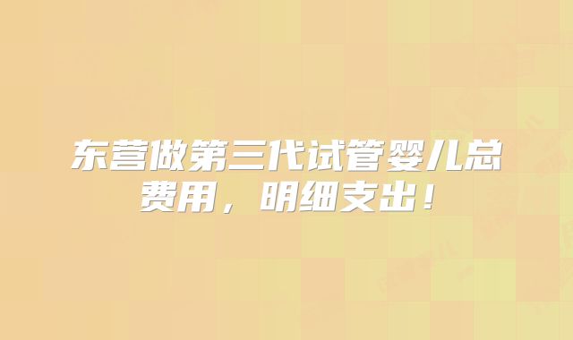 东营做第三代试管婴儿总费用，明细支出！