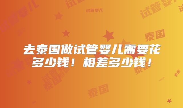 去泰国做试管婴儿需要花多少钱!相差多少钱!