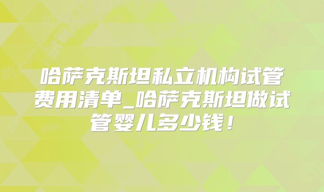 哈萨克斯坦私立机构试管费用清单_哈萨克斯坦做试管婴儿多少钱!
