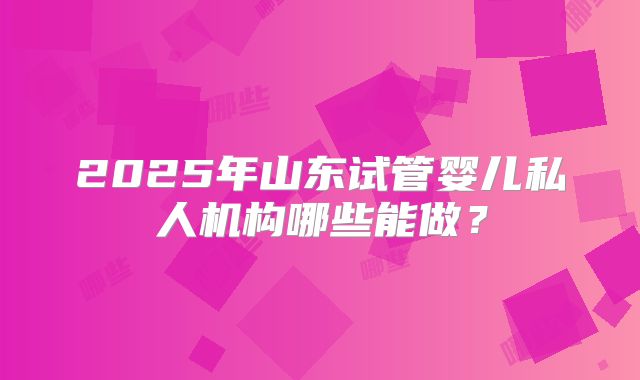 2025年山东试管婴儿私人机构哪些能做？