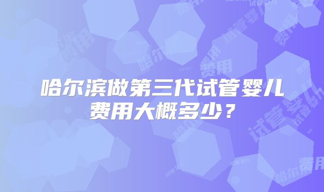 哈尔滨做第三代试管婴儿费用大概多少?