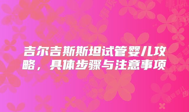 吉尔吉斯斯坦试管婴儿攻略，具体步骤与注意事项