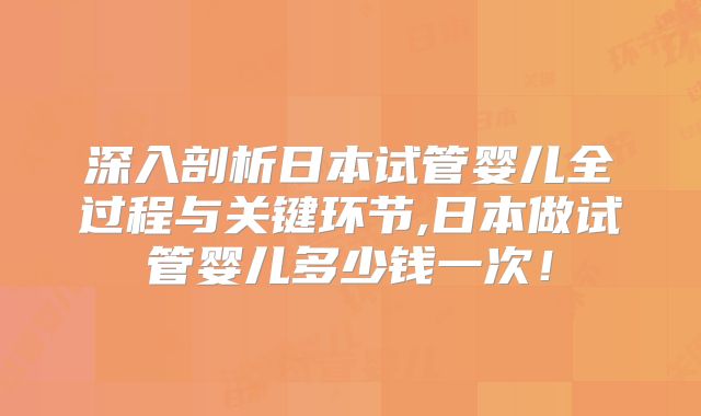 深入剖析日本试管婴儿全过程与关键环节,日本做试管婴儿多少钱一次！