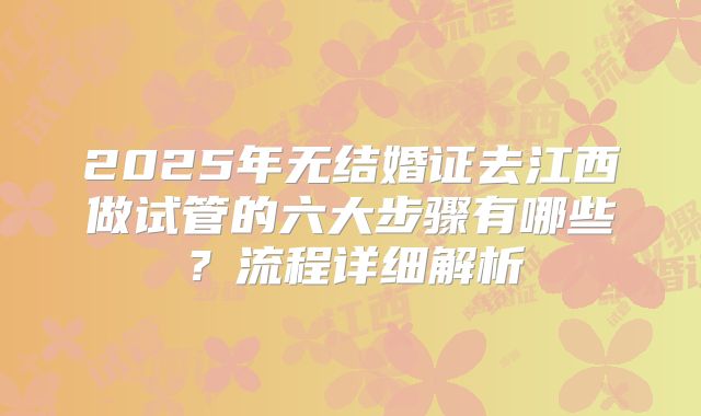2025年无结婚证去江西做试管的六大步骤有哪些?流程详细解析
