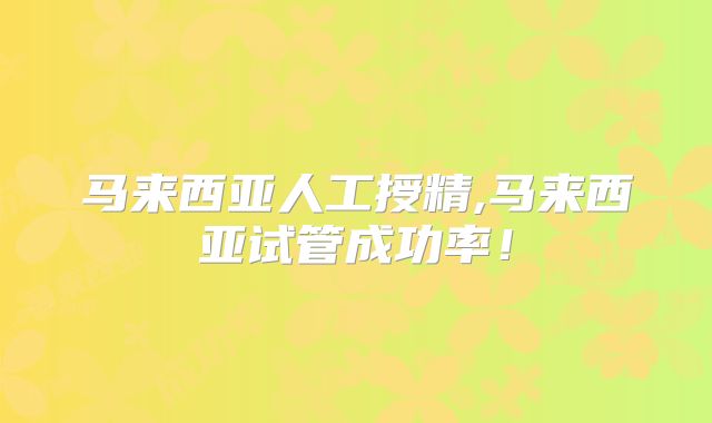 马来西亚人工授精,马来西亚试管成功率！