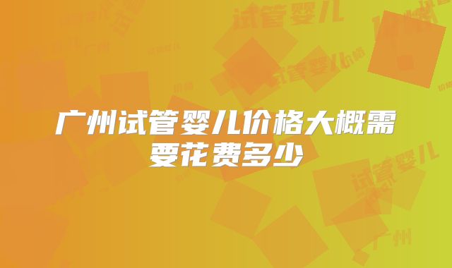 广州试管婴儿价格大概需要花费多少