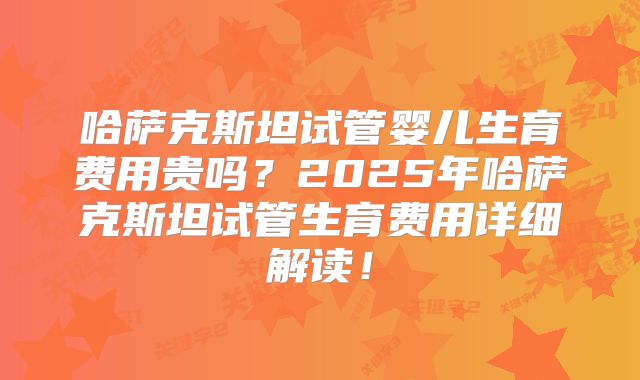 哈萨克斯坦试管婴儿生育费用贵吗？2025年哈萨克斯坦试管生育费用详细解读！