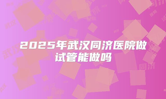 2025年武汉同济医院做试管能做吗