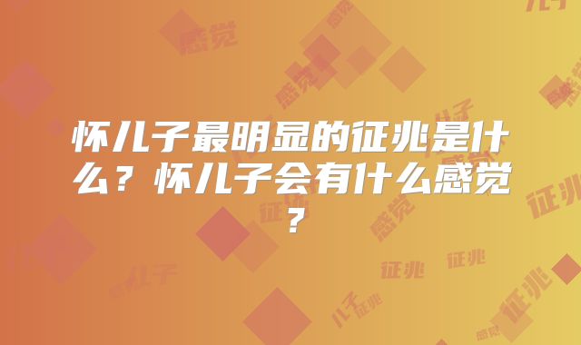 怀儿子最明显的征兆是什么？怀儿子会有什么感觉？