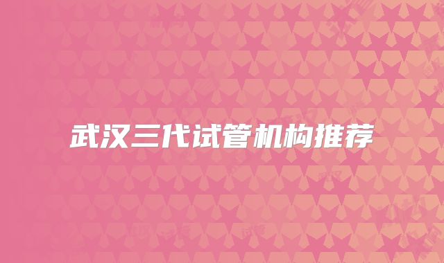 武汉三代试管机构推荐