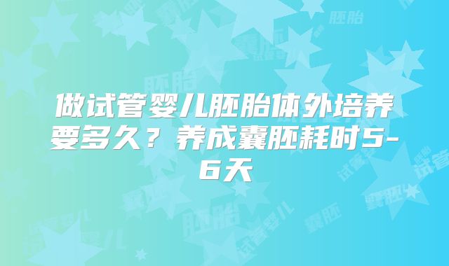 做试管婴儿胚胎体外培养要多久?养成囊胚耗时5-6天