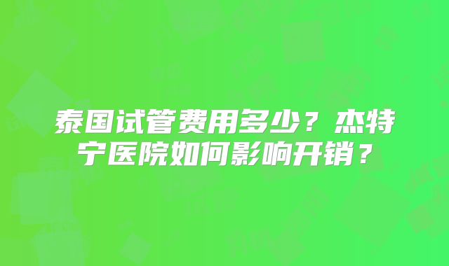泰国试管费用多少？杰特宁医院如何影响开销？