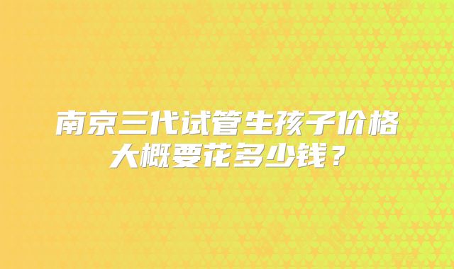 南京三代试管生孩子价格大概要花多少钱?