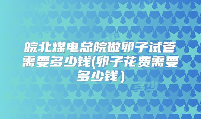 皖北煤电总院做卵子试管需要多少钱(卵子花费需要多少钱)