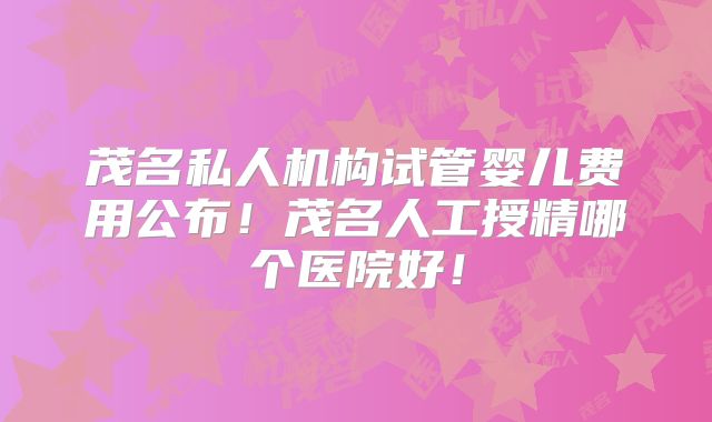 茂名私人机构试管婴儿费用公布!茂名人工授精哪个医院好!