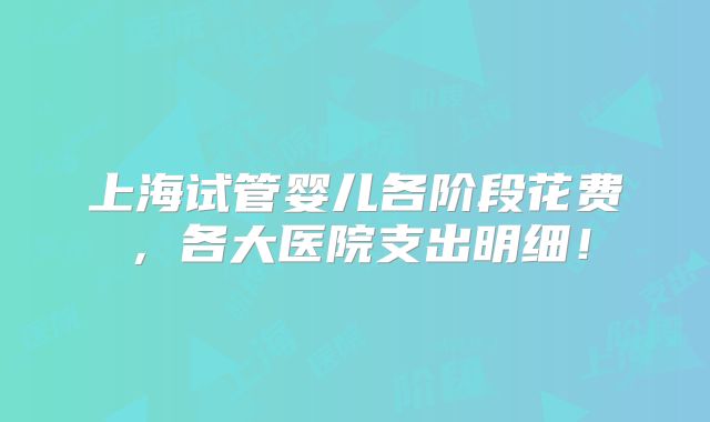 上海试管婴儿各阶段花费,各大医院支出明细!