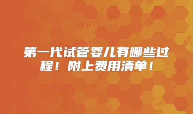 第一代试管婴儿有哪些过程！附上费用清单！
