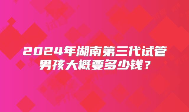 2024年湖南第三代试管男孩大概要多少钱？