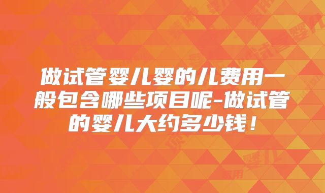 做试管婴儿婴的儿费用一般包含哪些项目呢-做试管的婴儿大约多少钱!