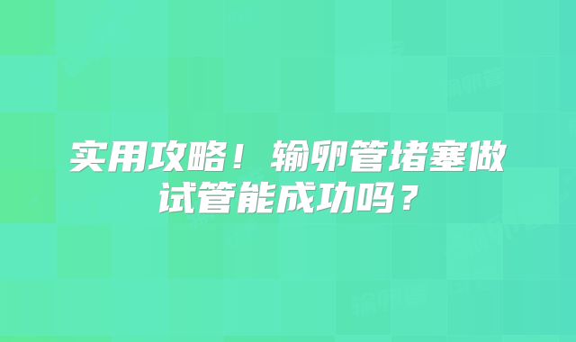实用攻略!输卵管堵塞做试管能成功吗?