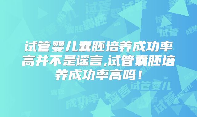 试管婴儿囊胚培养成功率高并不是谣言,试管囊胚培养成功率高吗!