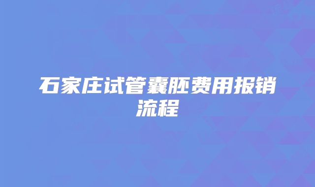 石家庄试管囊胚费用报销流程