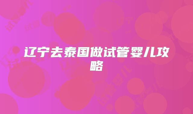 辽宁去泰国做试管婴儿攻略
