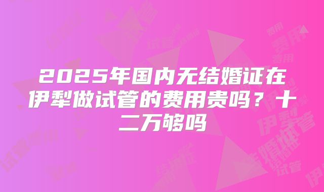 2025年国内无结婚证在伊犁做试管的费用贵吗？十二万够吗