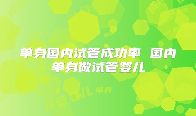 单身国内试管成功率 国内单身做试管婴儿