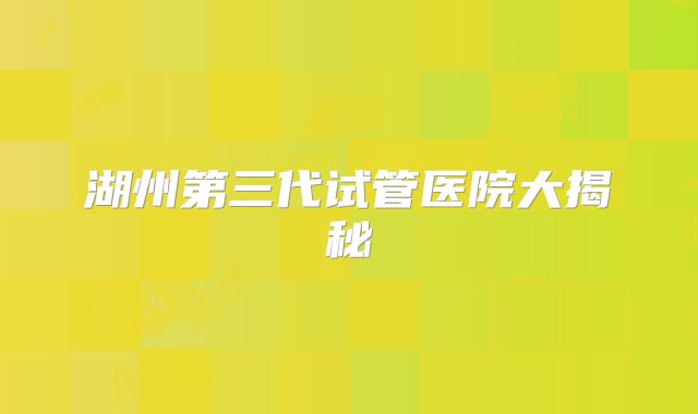 湖州第三代试管医院大揭秘