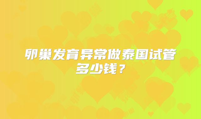 卵巢发育异常做泰国试管多少钱？